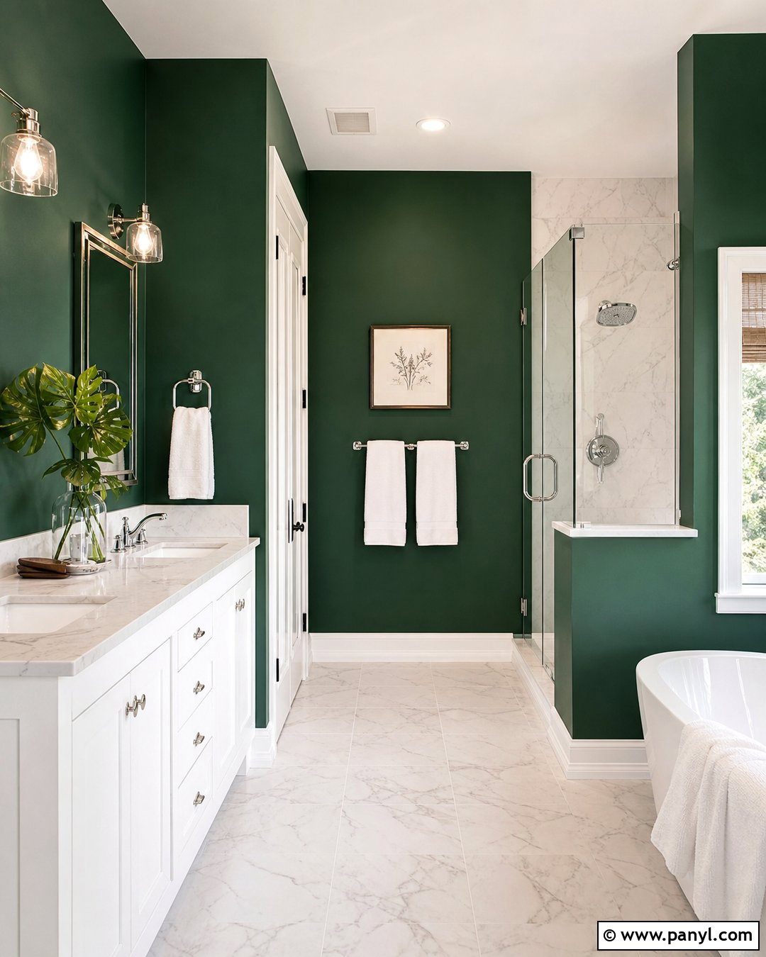 Emerald Green Painted Walls With White Vanity - 25 Emerald Green Bathroom Walls