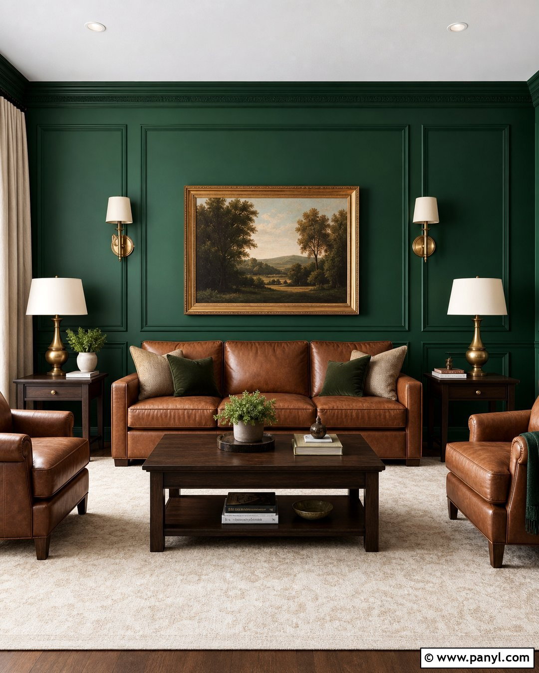 Emerald Green Paneled Living Room Wall - 35 royal paint wall design for living room ideas