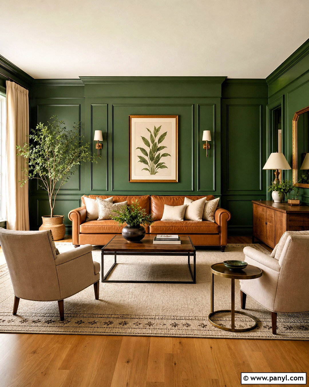 Emerald Green Paneled Paint Wall - 20 royal paint wall design ideas