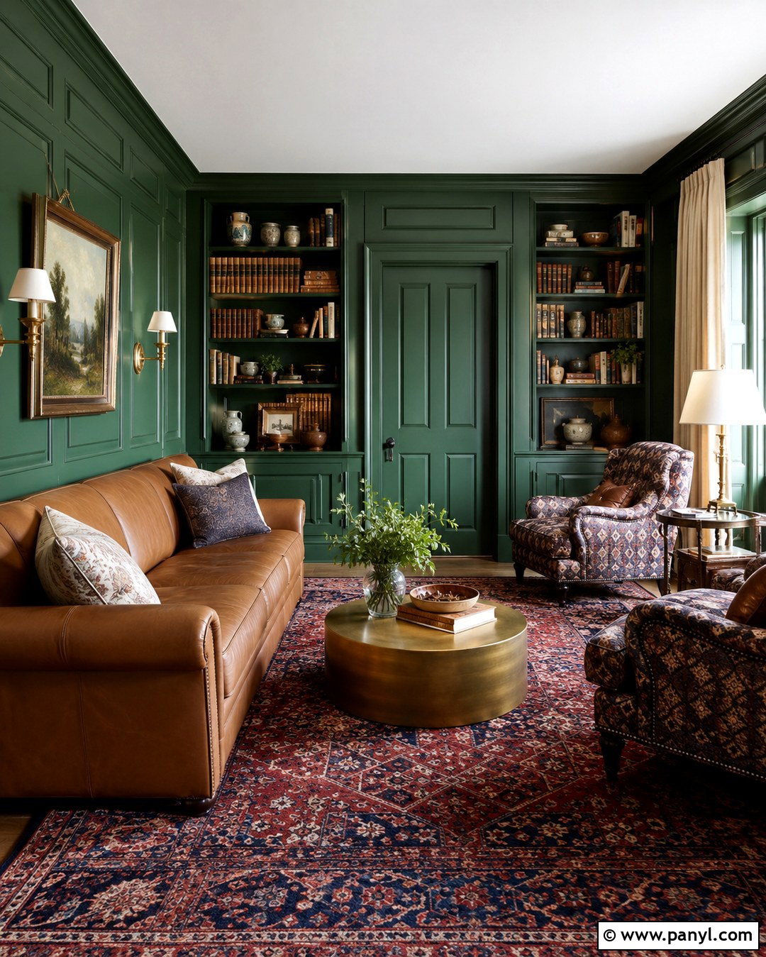 Emerald Green Paneled Walls - 20 Colorful Interior Walls