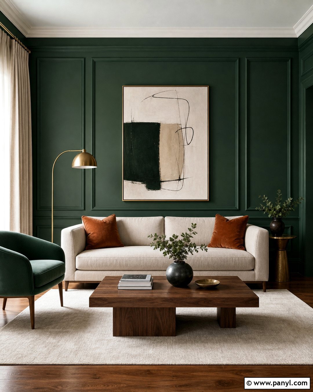 Emerald Green Picture Frame Molding Wall - 35 emerald green wall ideas