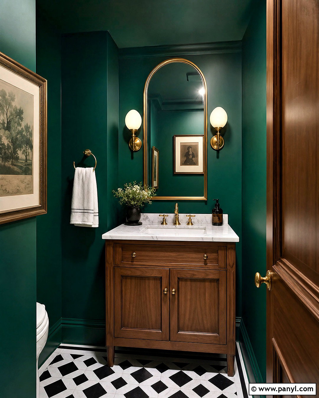 Emerald Green Powder Room - 20 green painted rooms
