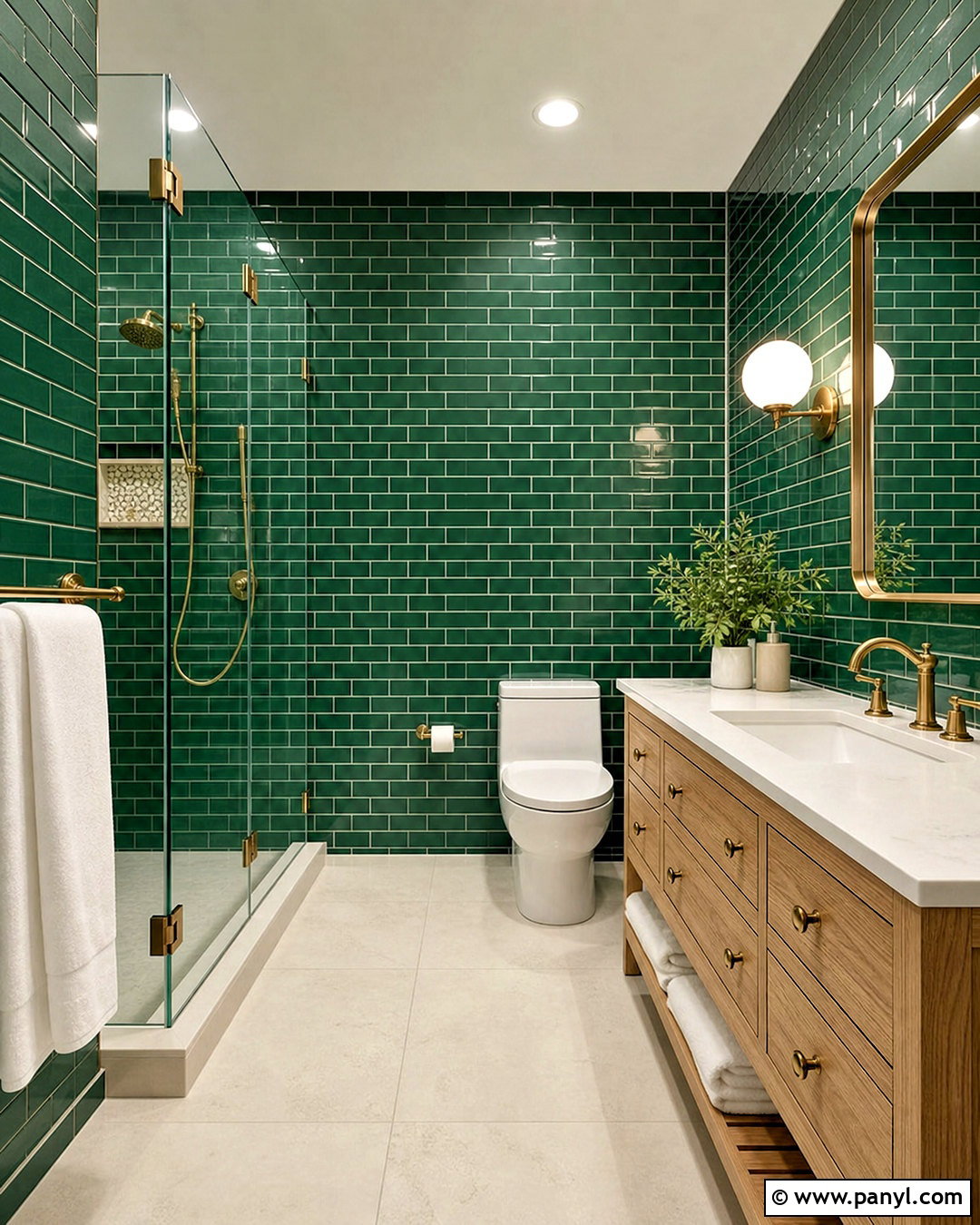 Emerald Green Subway Tile Bathroom - 20 emerald green and gold bathroom ideas