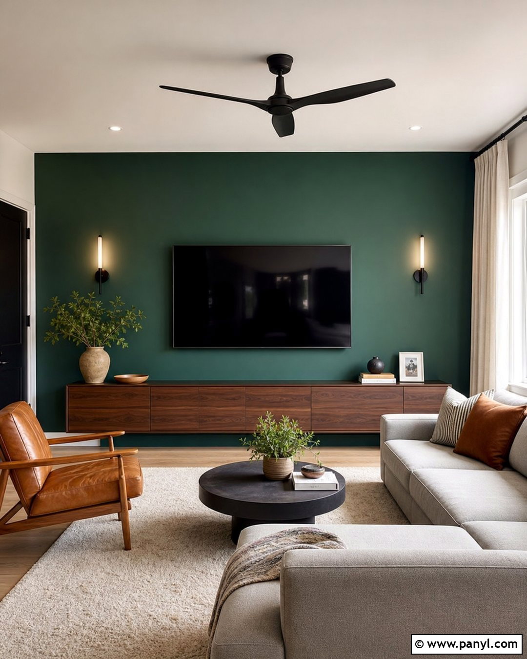 Emerald Green TV Accent Wall - 35 emerald green accent wall ideas