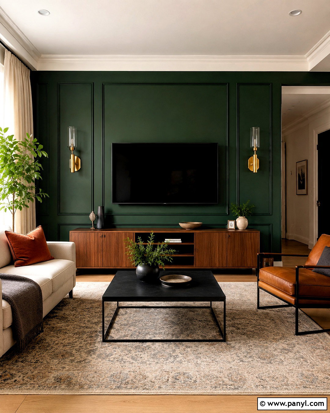 Emerald Green TV Wall - 35 tv wall color ideas