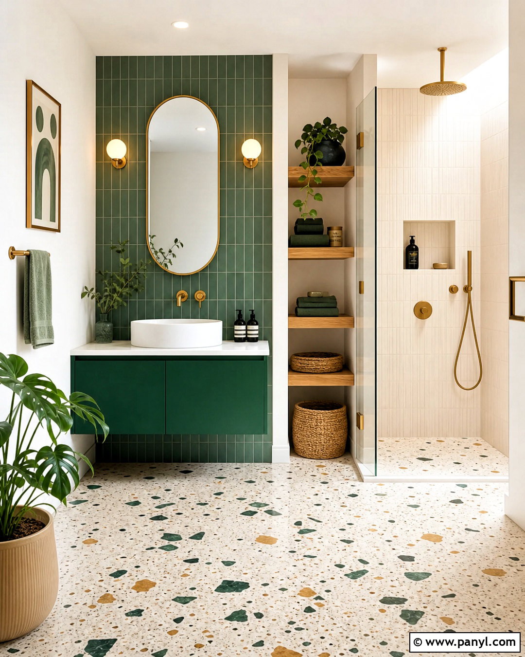 Emerald Green Terrazzo Bathroom - 20 emerald green and gold bathroom ideas