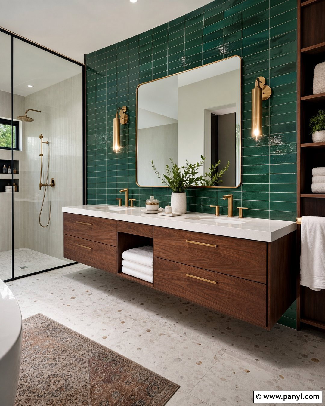Emerald Green Tile Accent Wall Bathroom - 50 green accent wall ideas