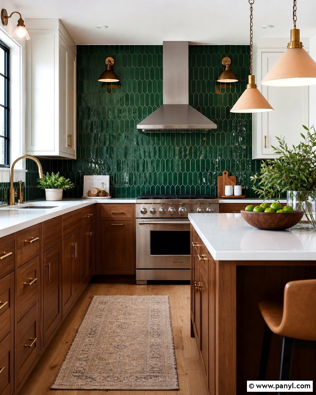 Emerald Green Tile Kitchen Accent Wall - 20 Modern Kitchen With Colorful Accent Wall Ideas