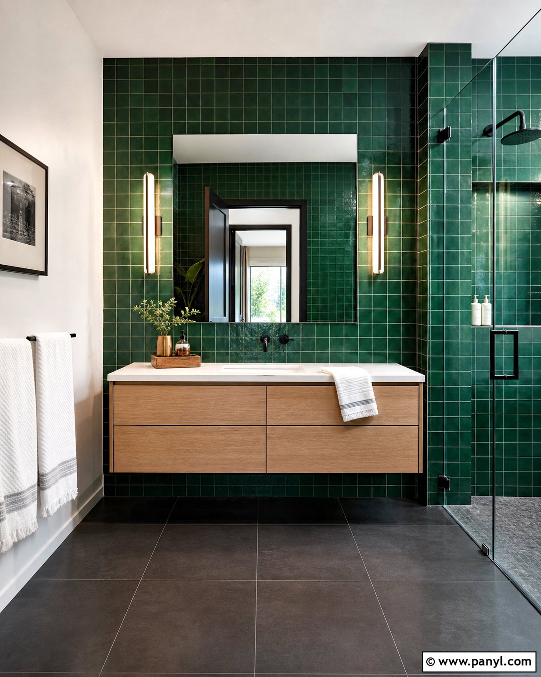 Emerald Green Tile With Black Grout - 20 dark green and black bathroom ideas