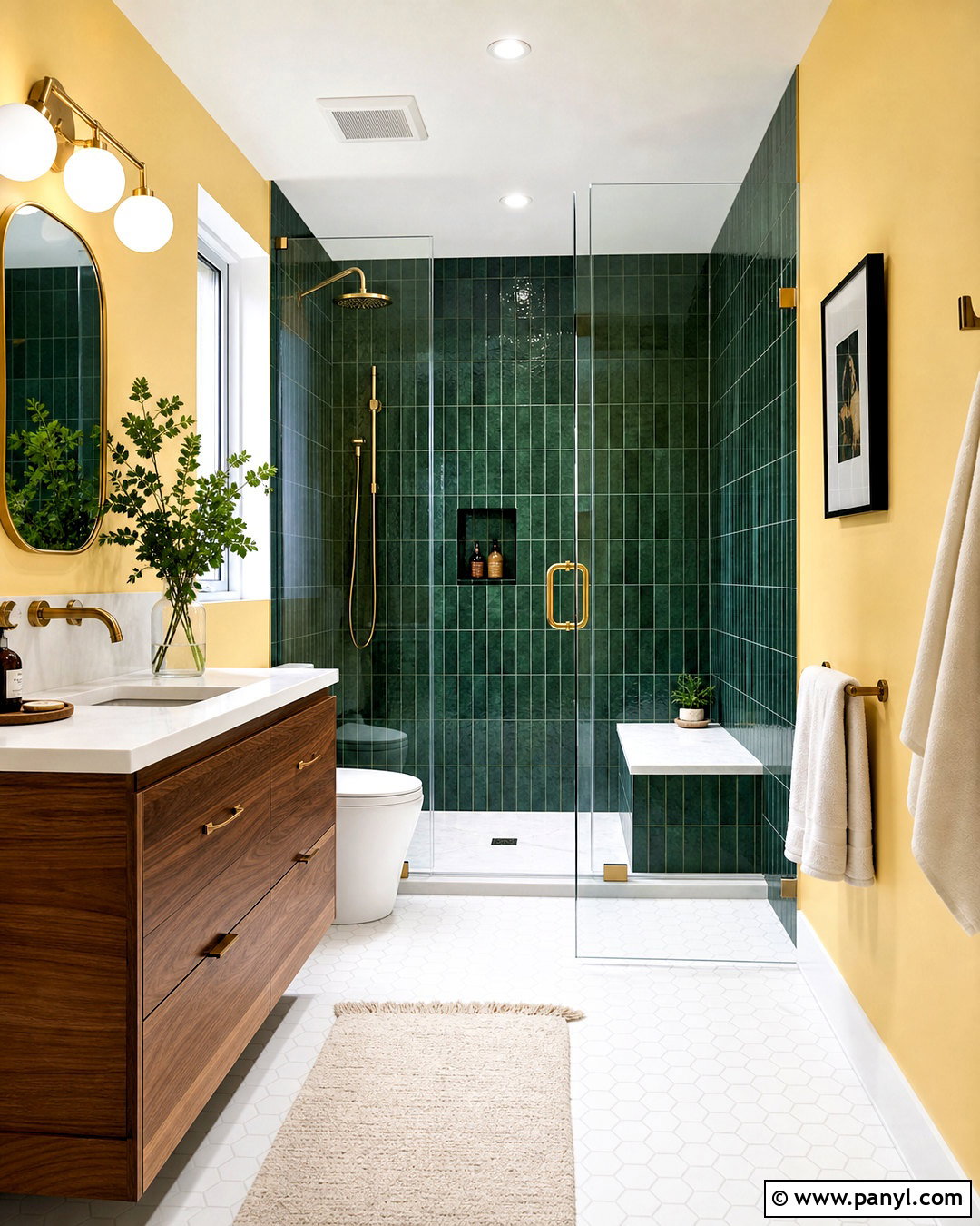 Emerald Green Tile With Butter Yellow Walls - 20 green and yellow bathroom ideas