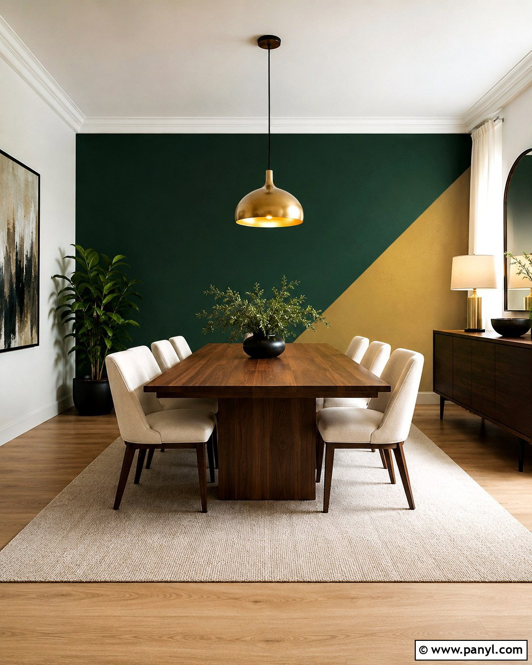 Emerald Green Triangle Dining Room Wall - 20 Green Triangle Wall Paint Ideas