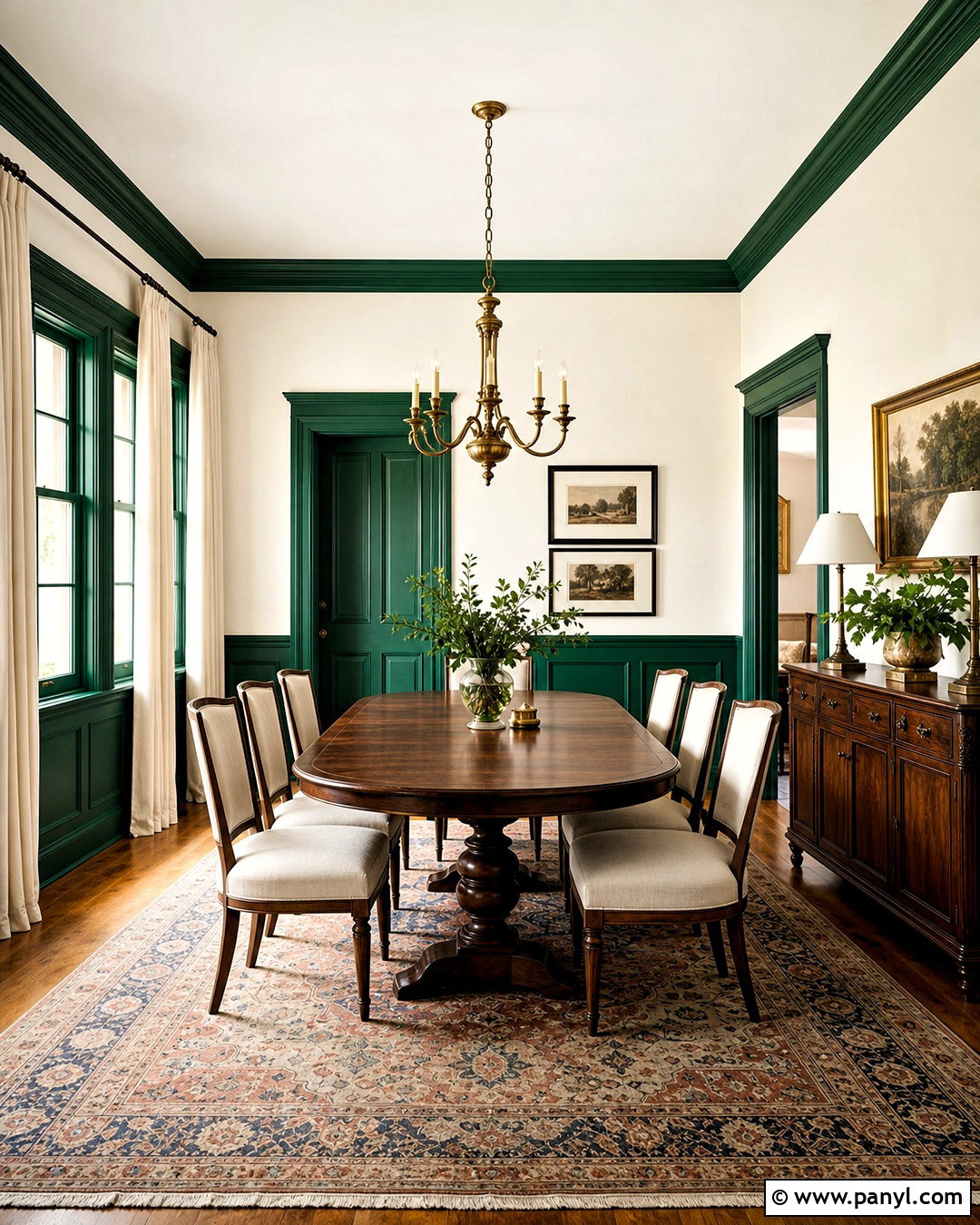 Emerald Green Trim Dining Room - 20 green trim interior ideas