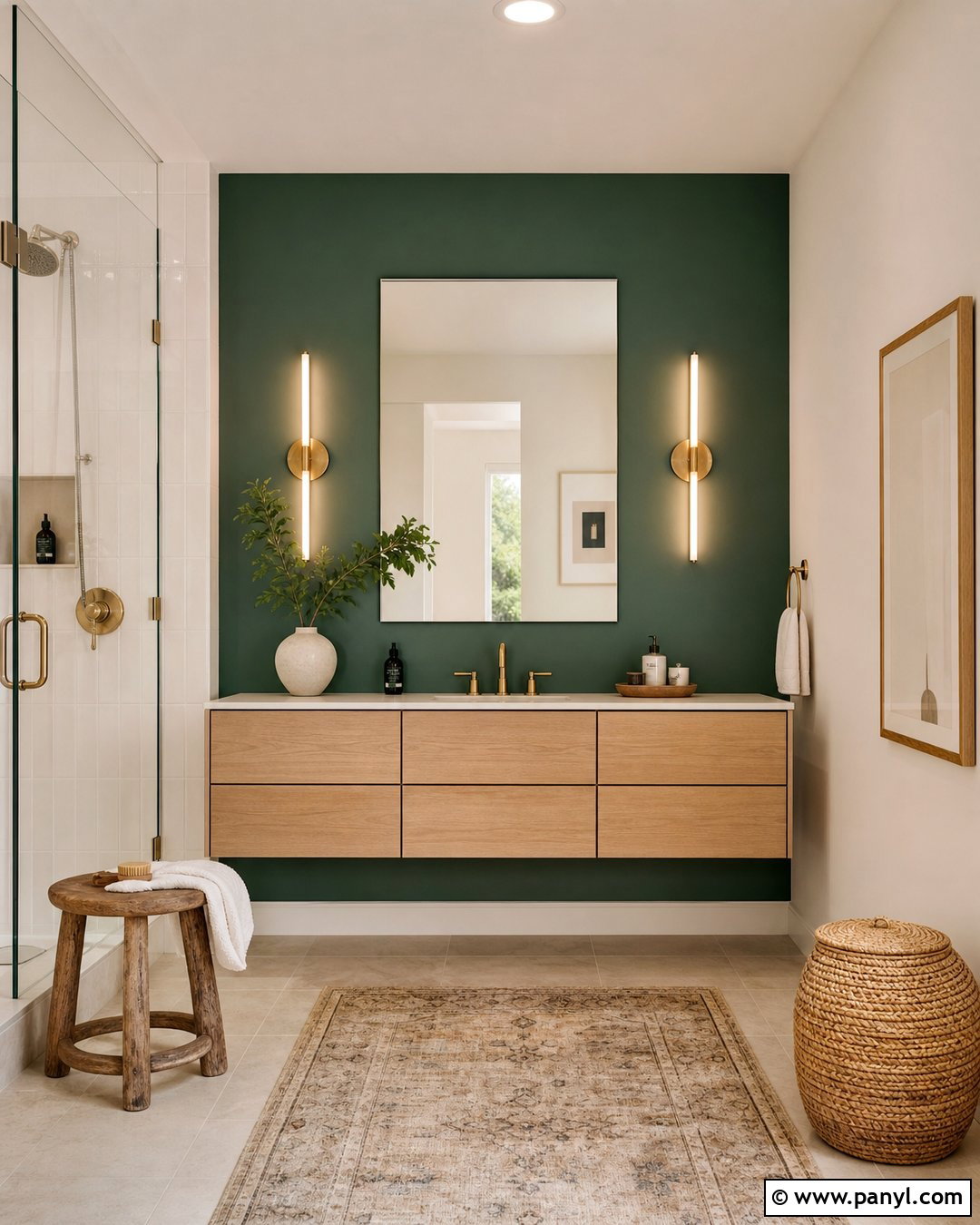 Emerald Green Vanity Accent Wall - 25 Emerald Green Bathroom Walls