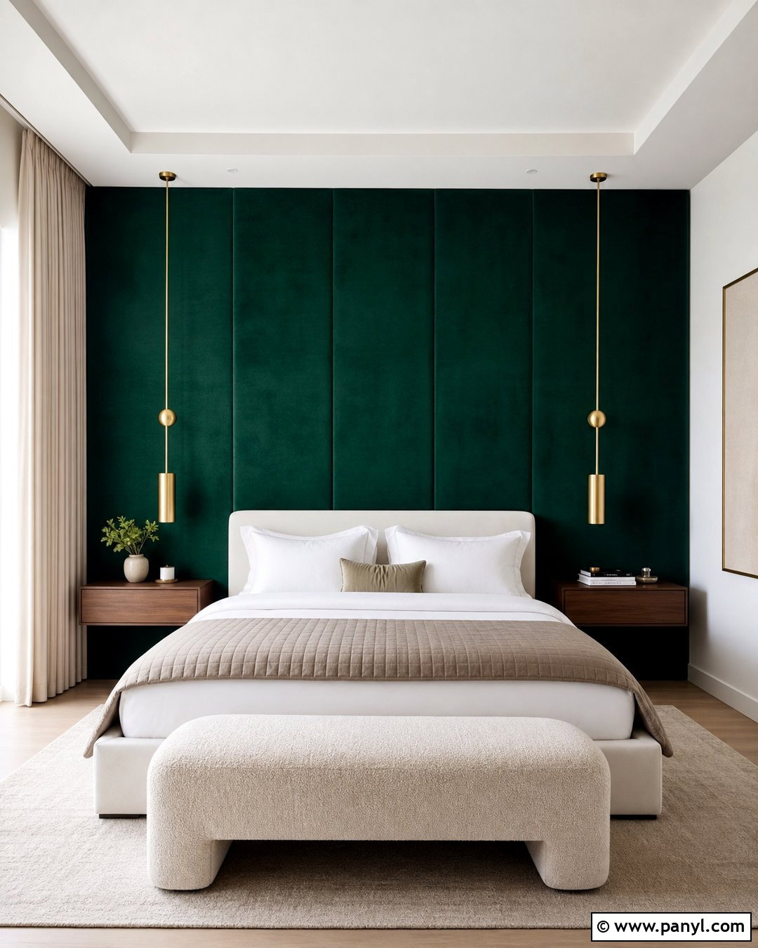 Emerald Green Velvet Accent Wall Panels - 35 emerald green accent wall ideas
