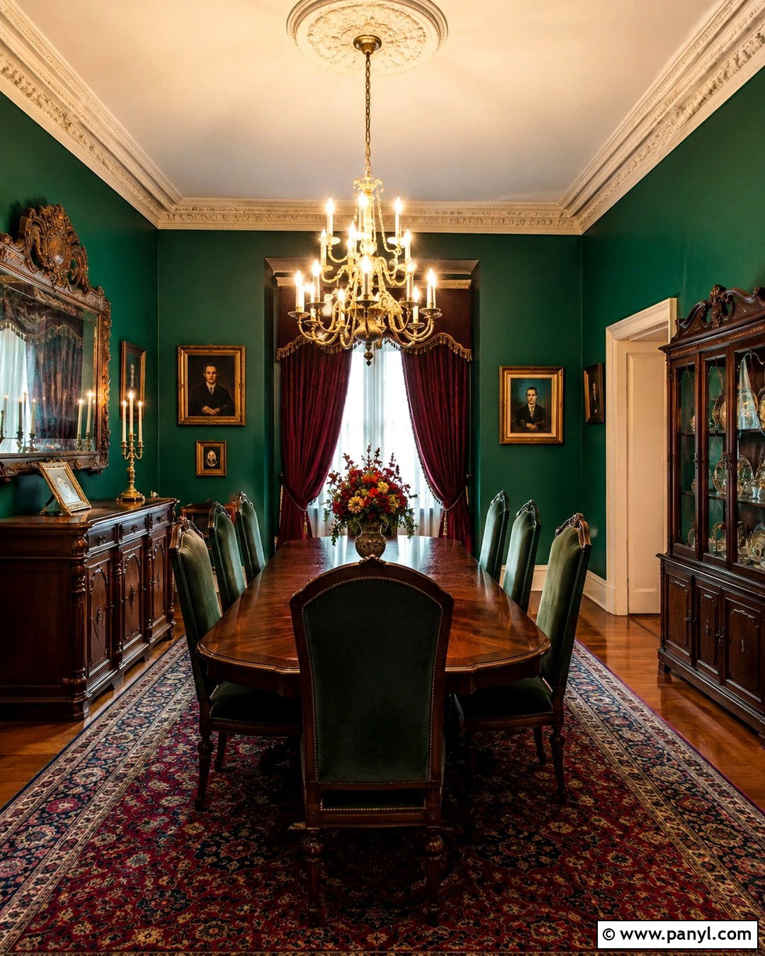 Emerald Green Victorian Dining Room - 20 Victorian Green Walls