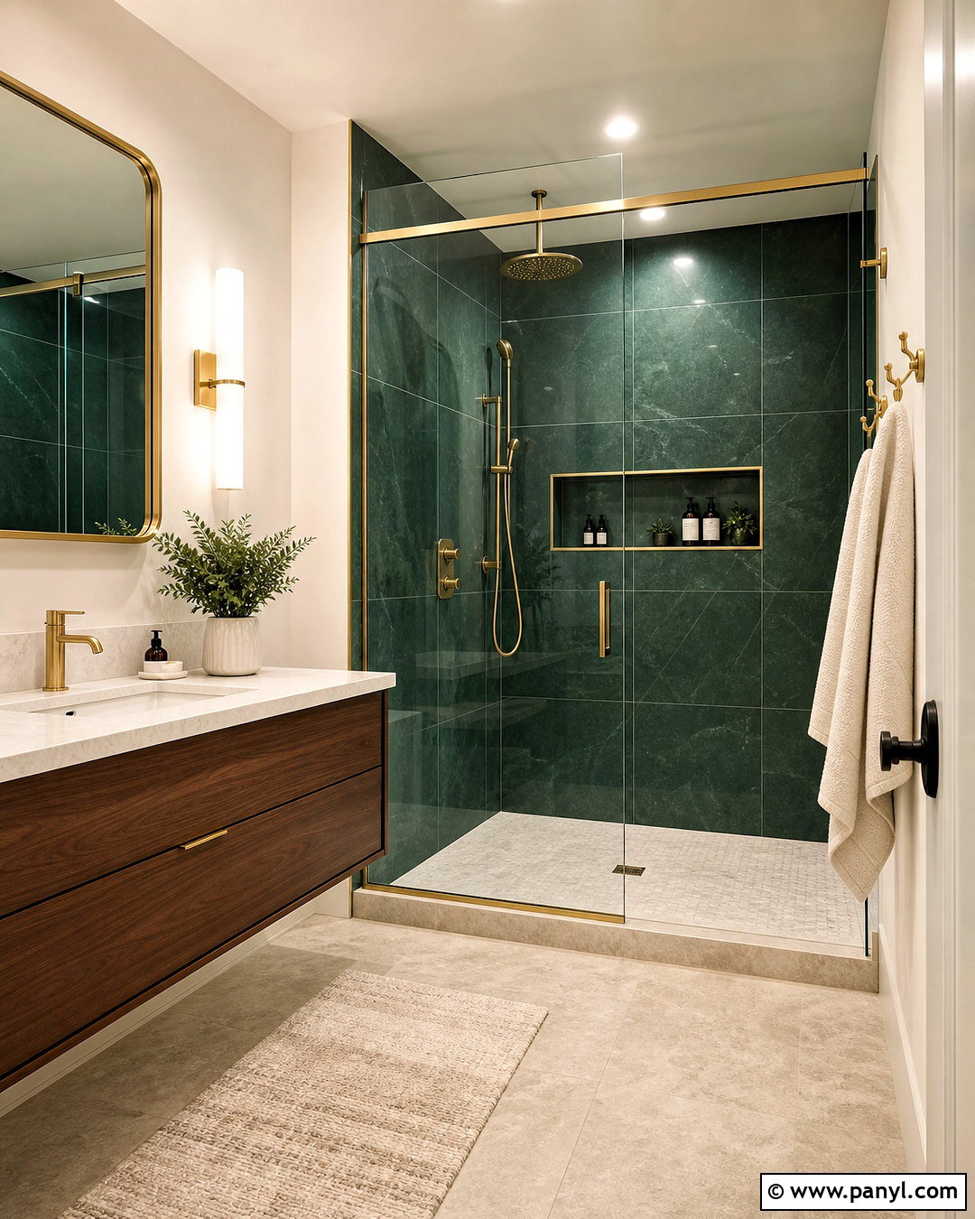 Emerald Green Walk-In Shower Bathroom - 20 emerald green and gold bathroom ideas