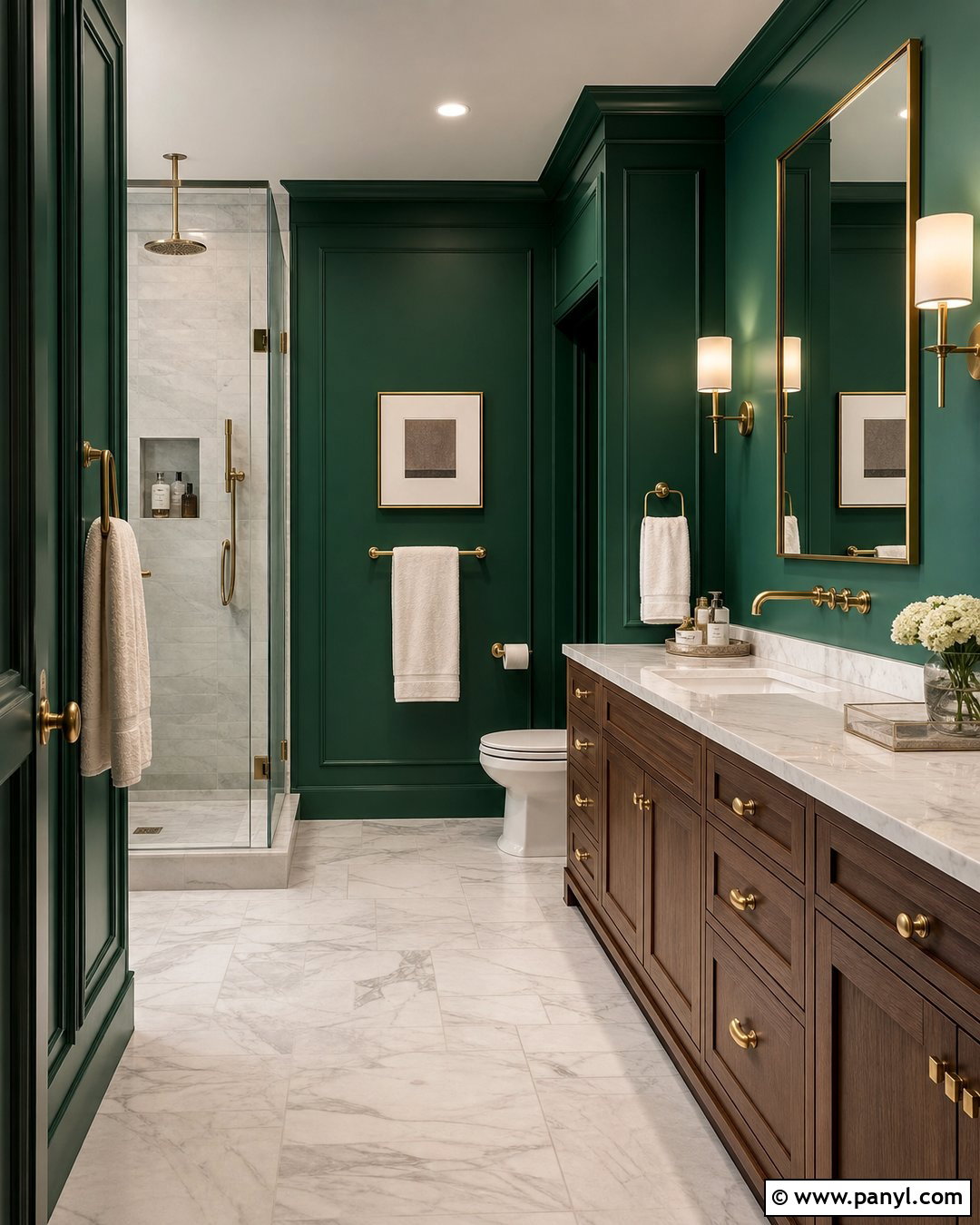Emerald Green Wall Bathroom - 20 Green Wall Bathroom Style Ideas