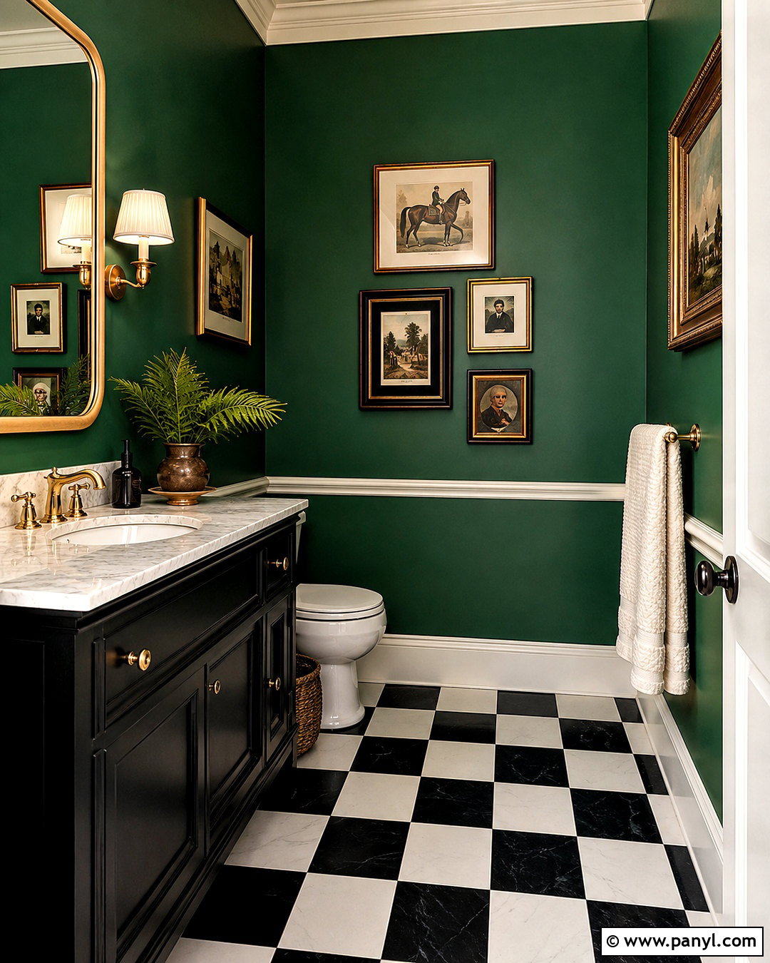 Emerald Green Wall Color - 20 Wall Color With Black And White Tile Ideas