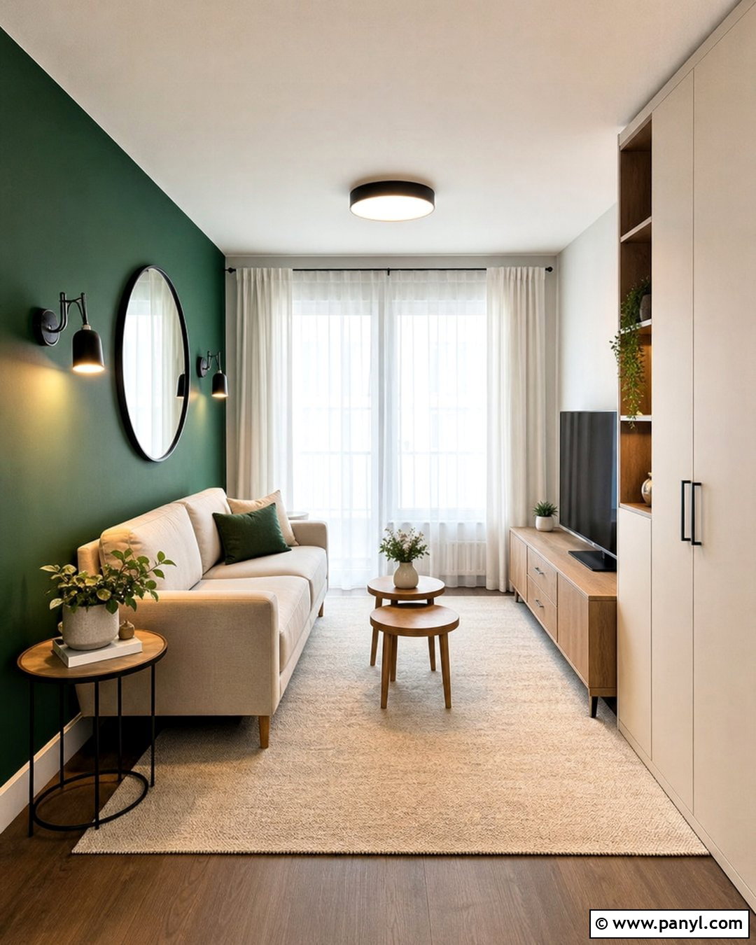 Emerald Green Wall In A Small Apartment - 35 emerald green wall ideas