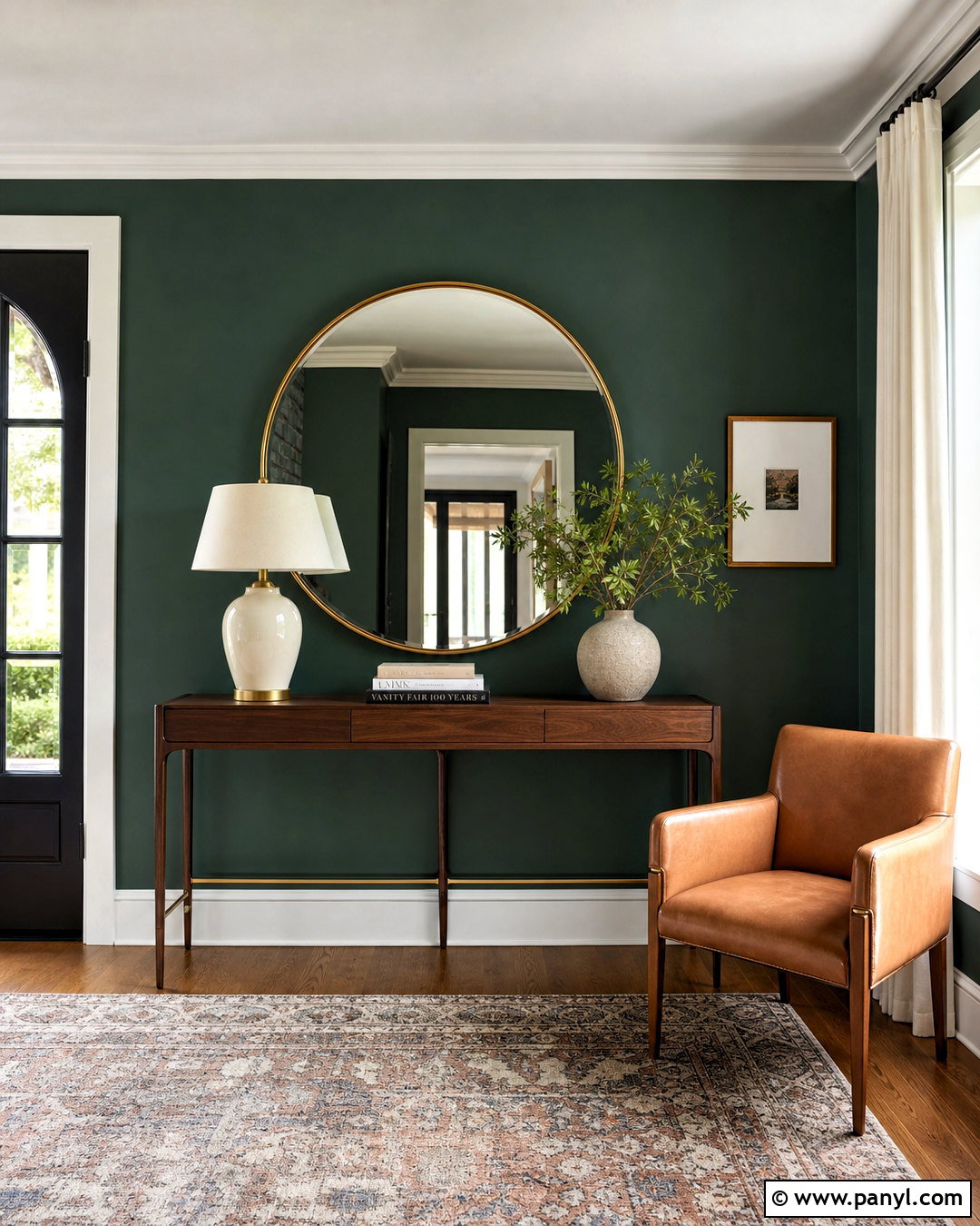 Emerald Green Wall With Brass Mirror - 20 green wall decor ideas