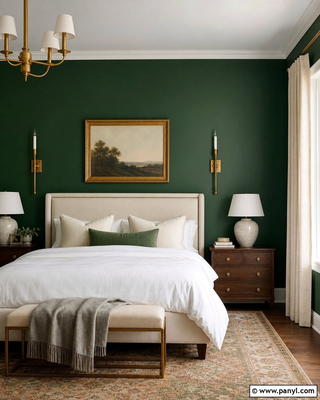 Emerald Green Wall With Gold Decor - 35 emerald green wall ideas