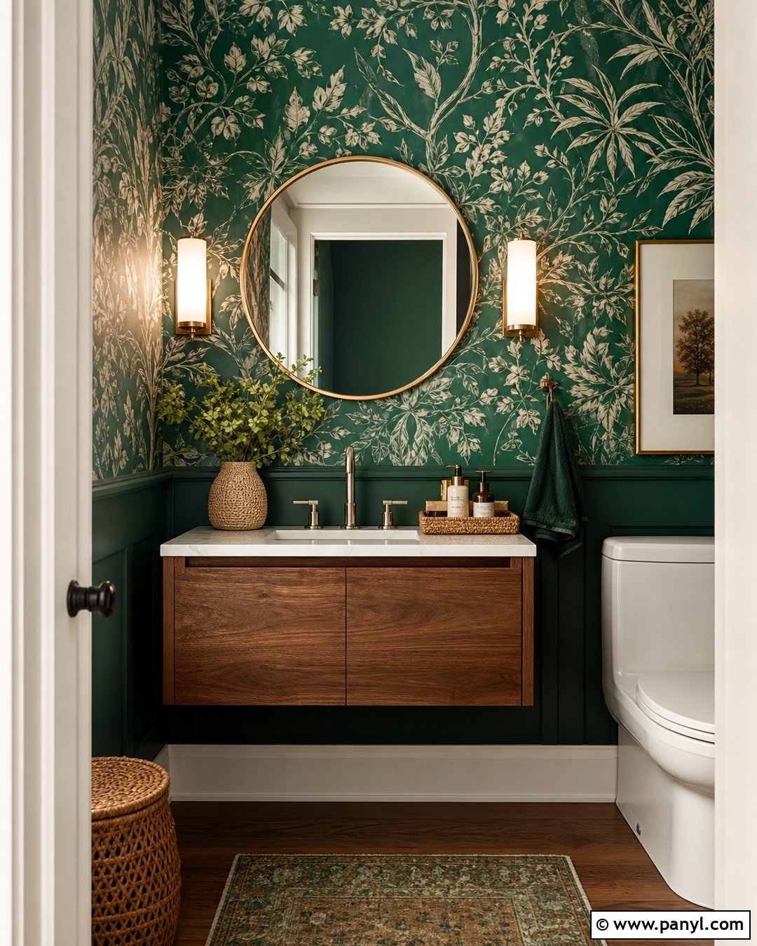 Emerald Green Wallpaper Powder Room - 35 emerald green wall ideas