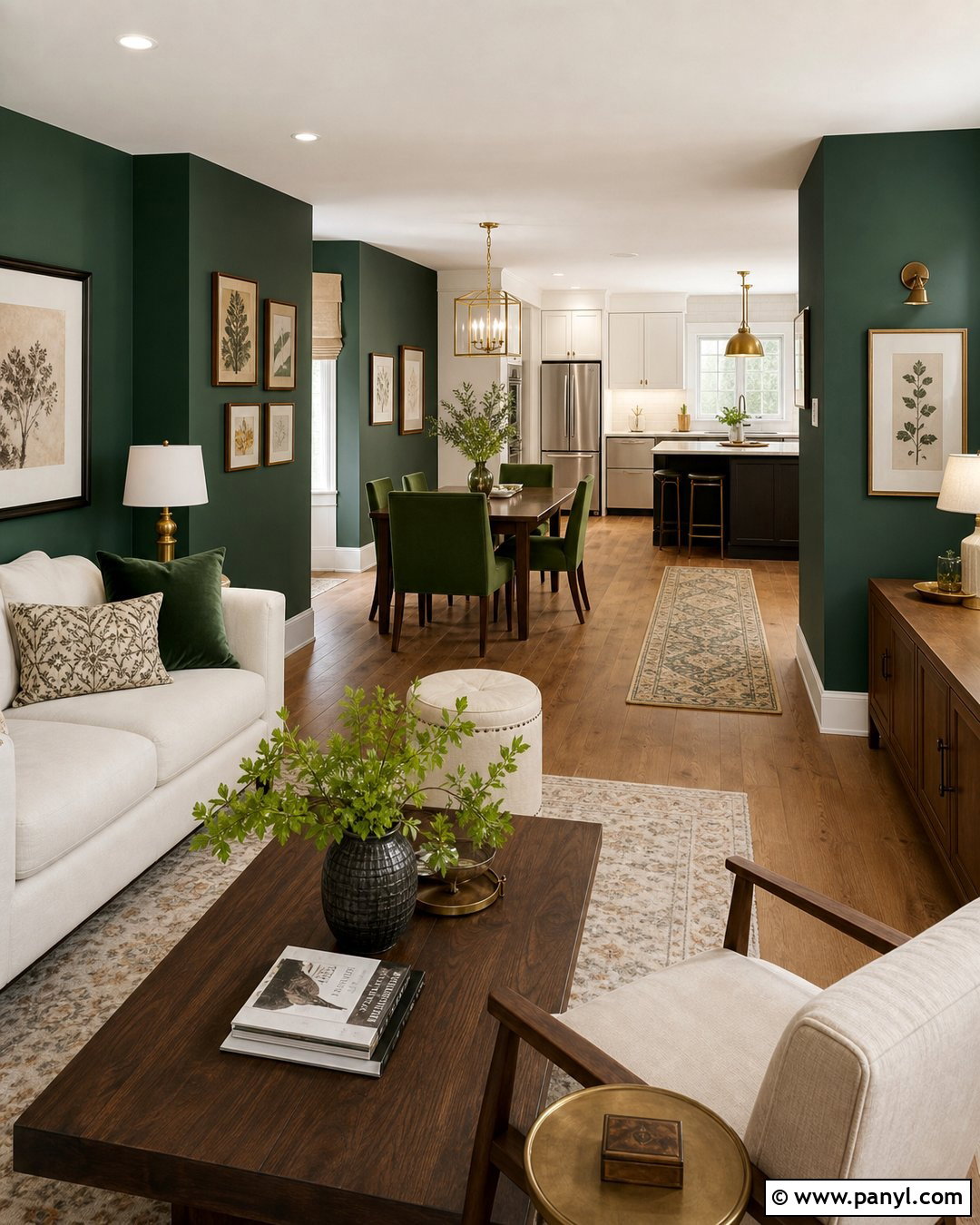 Emerald Green Walls In An Open Floor Plan - 30 emerald green walls