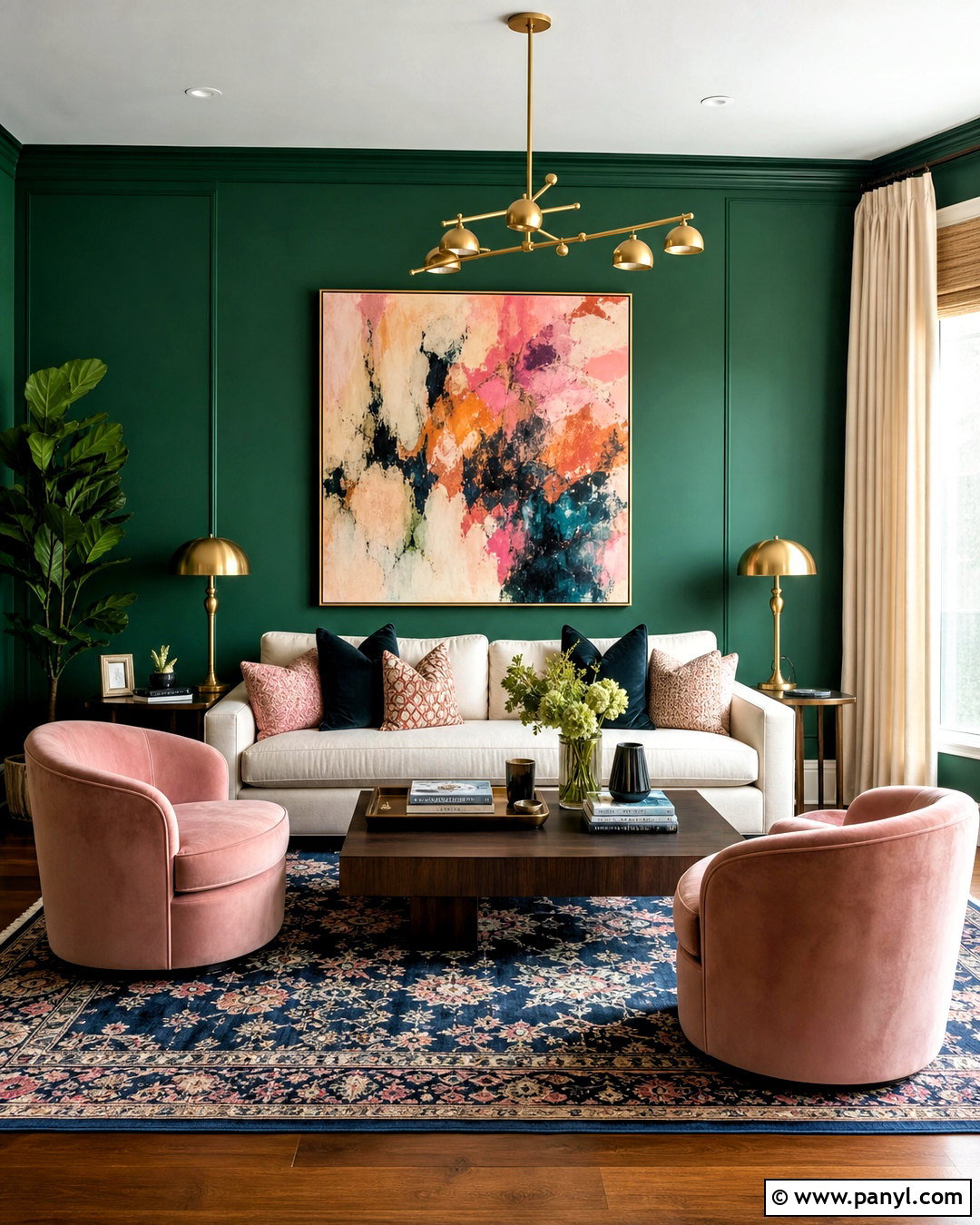 Emerald Green Walls Living Room - 20 green walls living room ideas