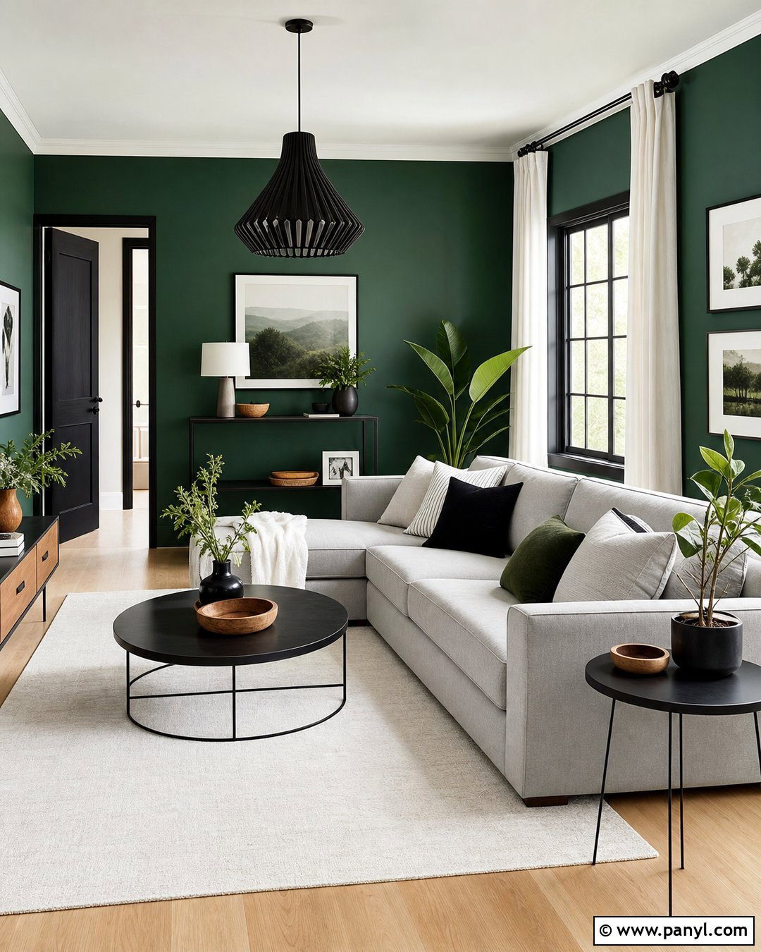 Emerald Green Walls With Black Accents - 30 emerald green walls