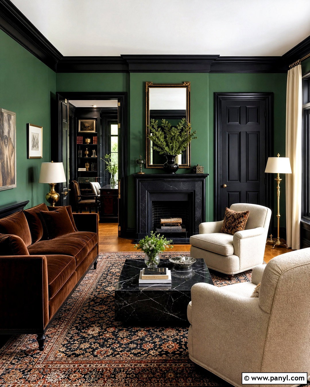 Emerald Green Walls With Black Trim - 20 black trim interior color schemes