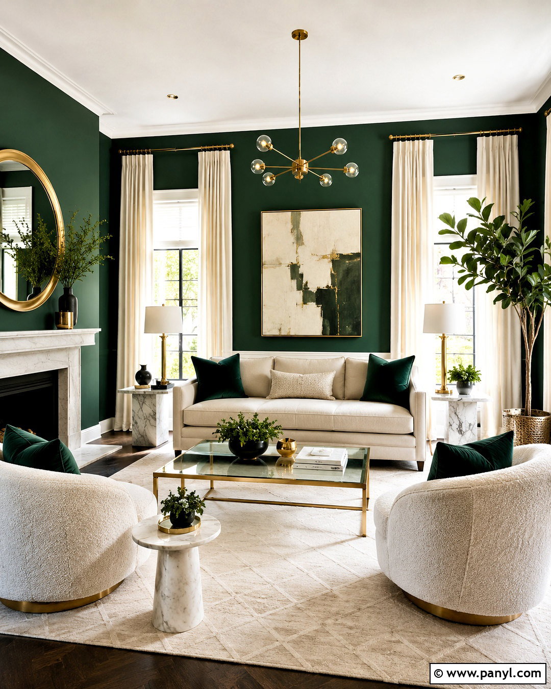 Emerald Green Walls With Cream Furniture - 20 living room with green walls