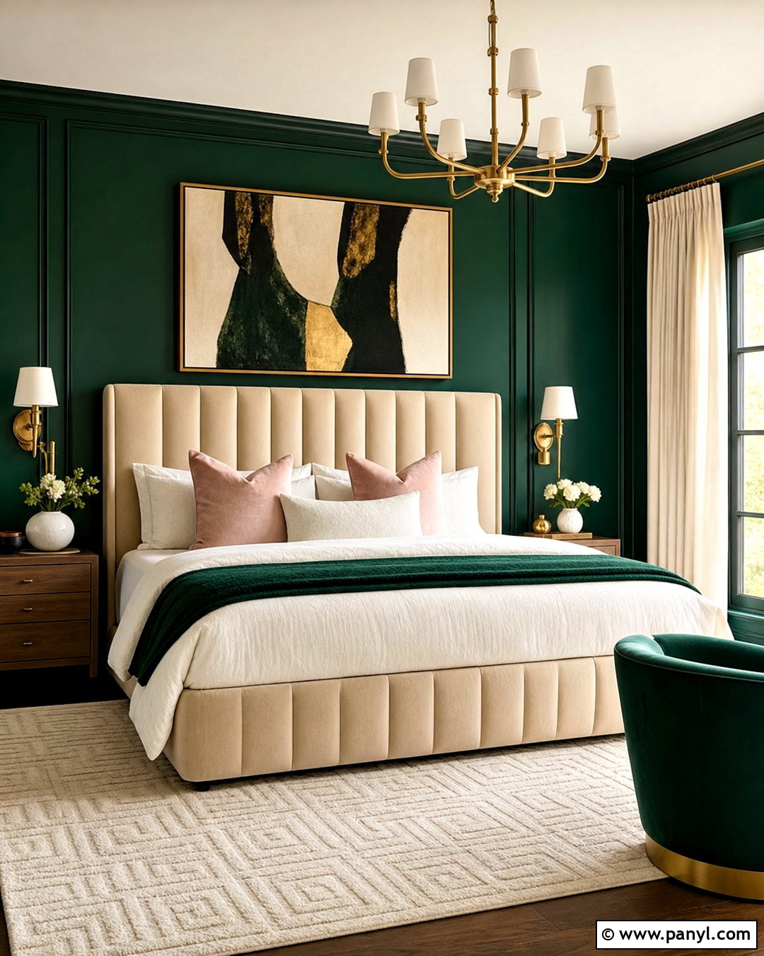 Emerald Green Walls With Gold Accents - 20 bedroom ideas green walls