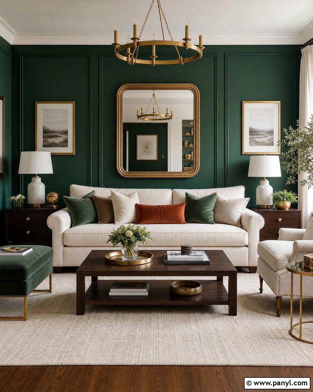 Emerald Green Walls With Gold Decor - 30 emerald green walls