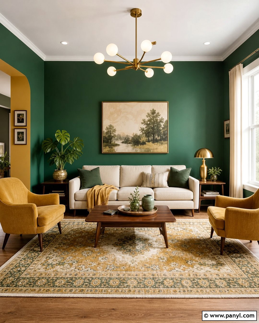 Emerald Green Walls With Mustard Yellow - 30 emerald green walls