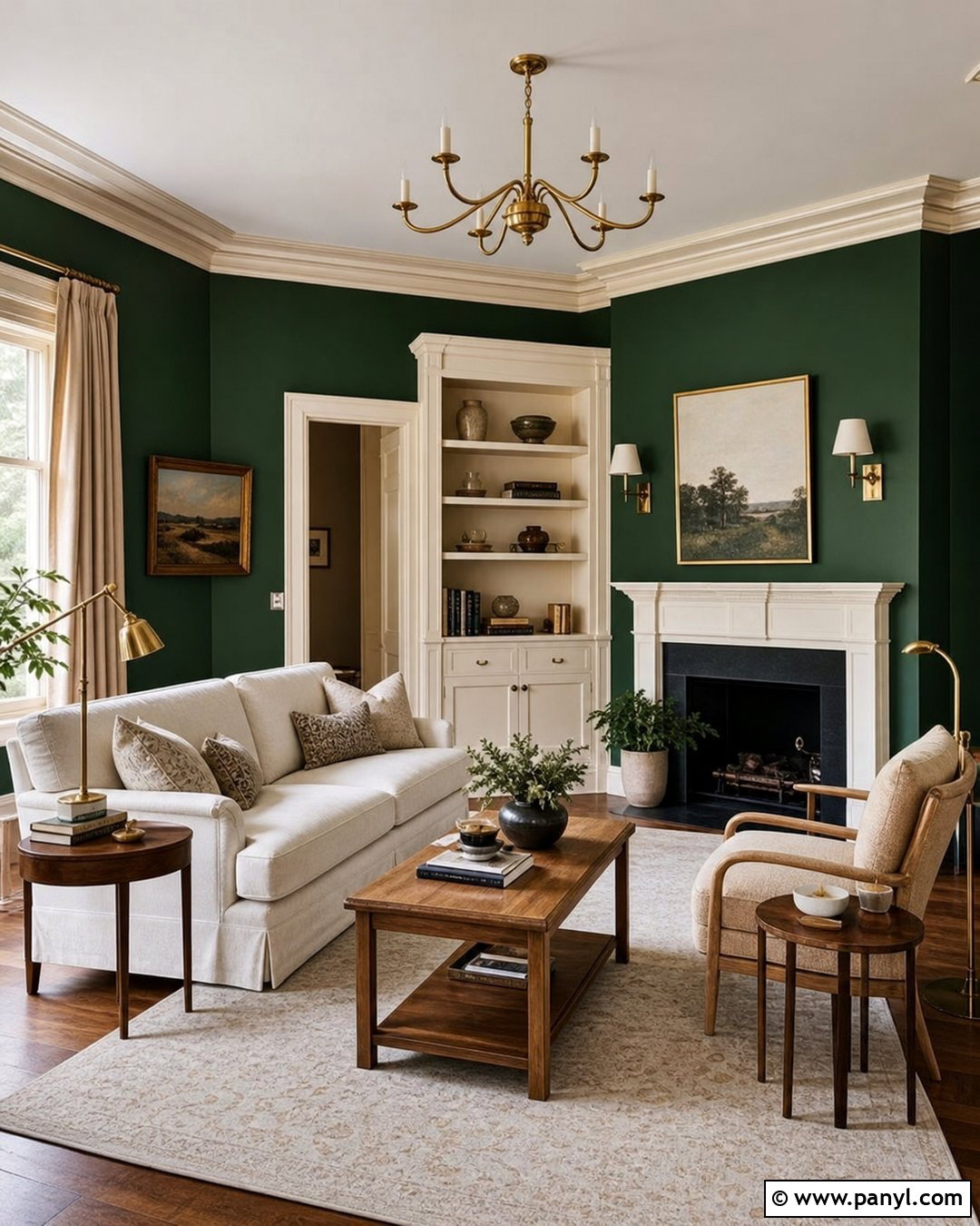 Emerald Green Walls With Warm White Trim - 30 emerald green walls
