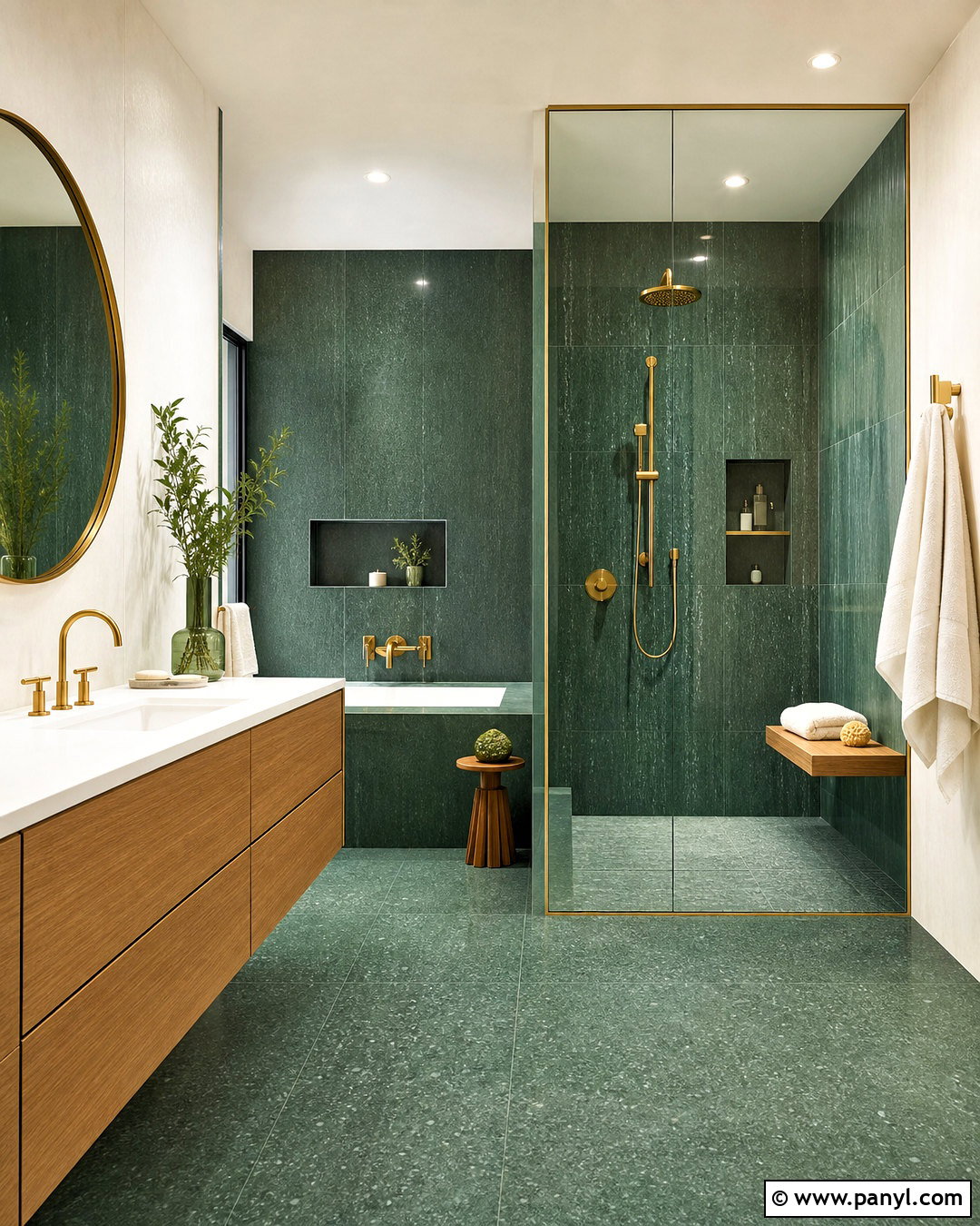 Emerald Green Wet Room Bathroom - 20 emerald green and gold bathroom ideas