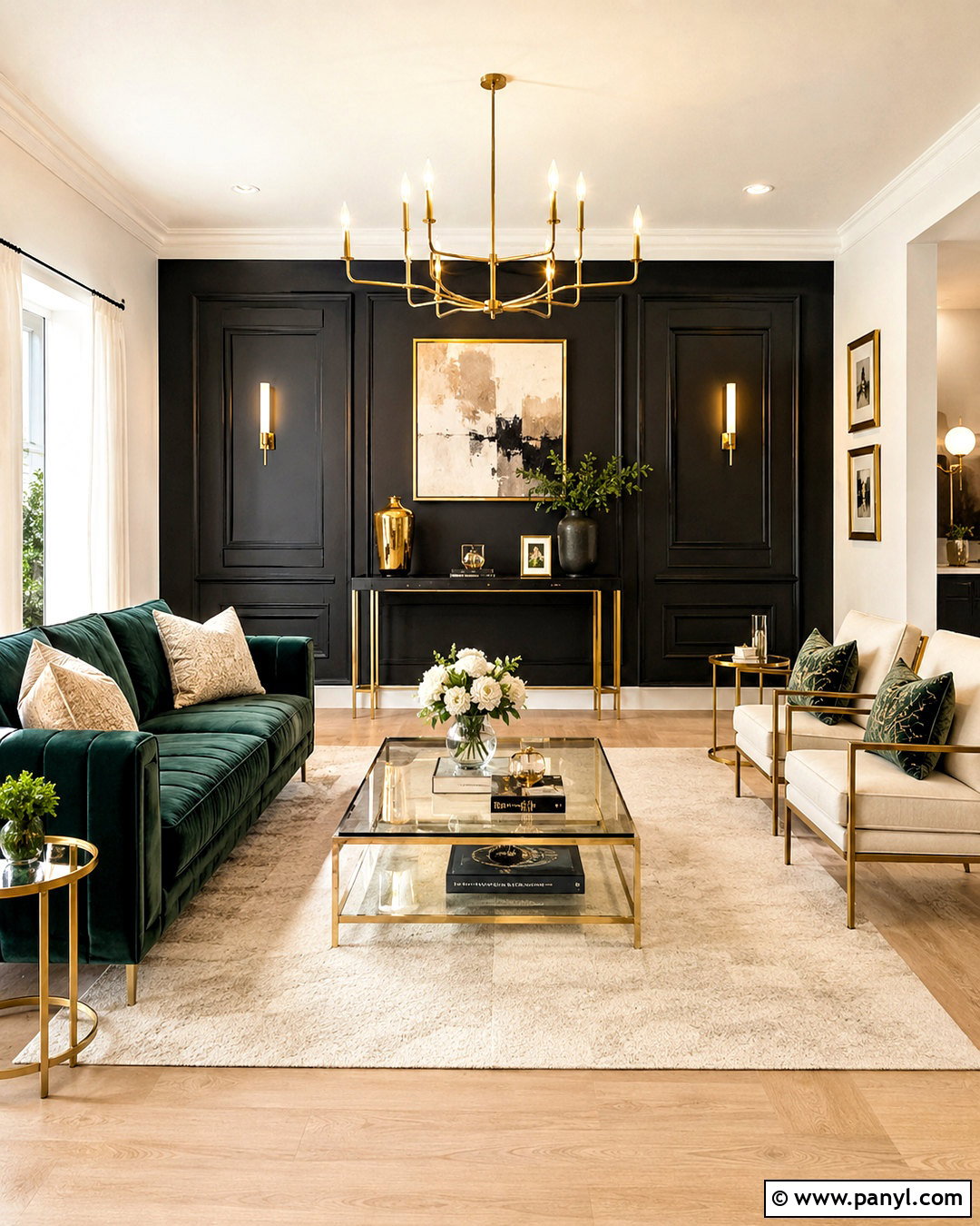 Emerald Green With A Black Accent Wall - 20 What Colors Go With A Black Accent Wall Ideas