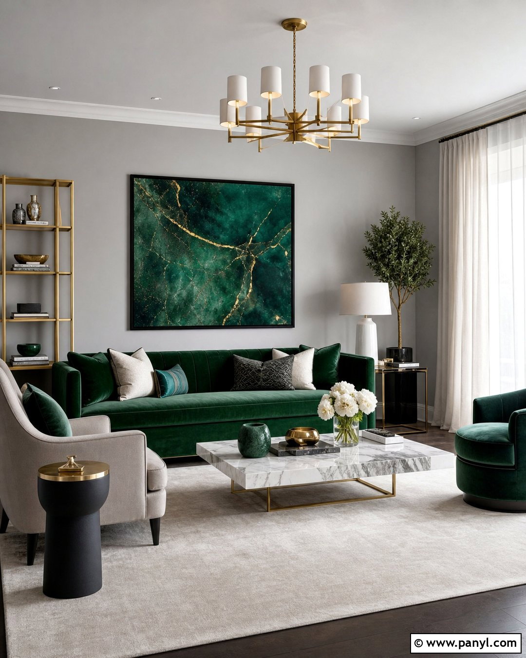 Emerald Green With Gray Walls - 25 Colors That Go With Gray Walls