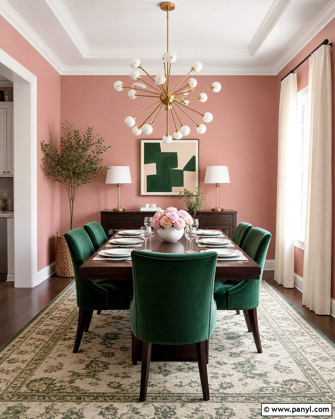 Emerald Green With Pink Walls - 20 Colours That Go With Pink Walls