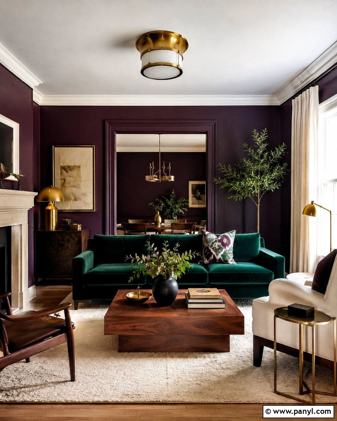 Emerald Green With Purple Walls - 20 colors that go with purple walls