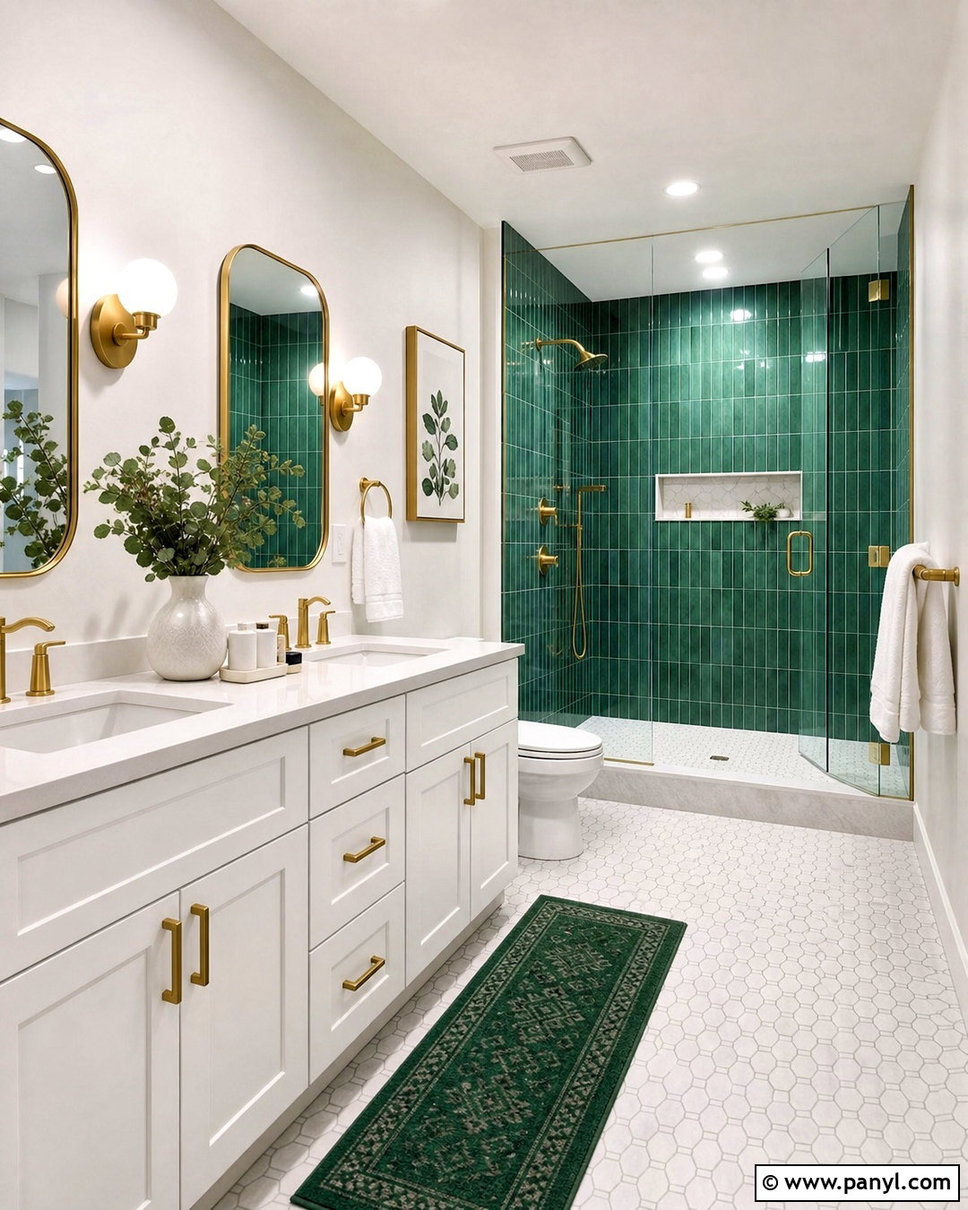 Emerald Green and White Bathroom - 20 green and white bathroom ideas