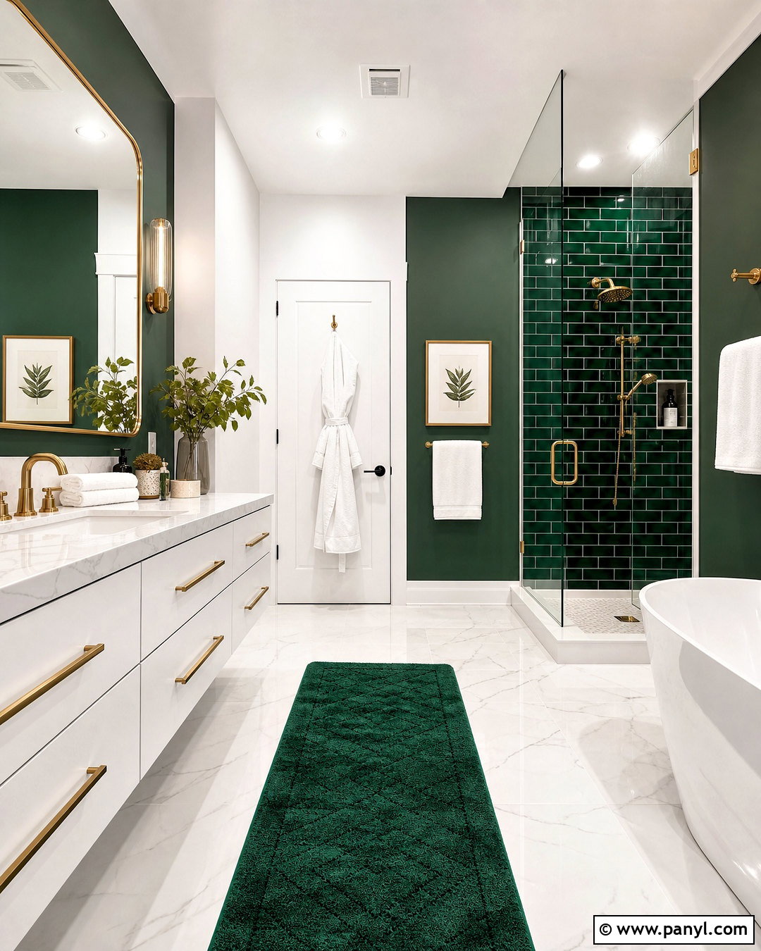Emerald Green and White Bathroom - 20 green white bathroom ideas