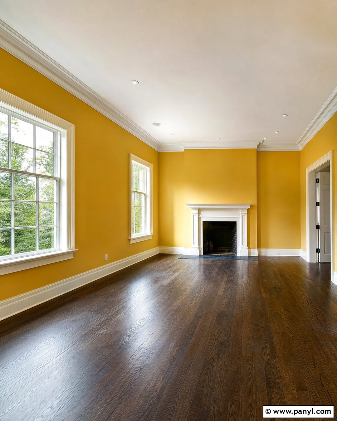 Empty Room With Golden Yellow Walls And Dark Wood Floors - 20 Empty Room With Yellow Walls