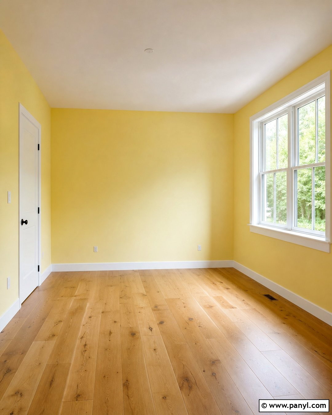 Empty Room With Pale Yellow Walls And Oak Floors - 20 Empty Room With Yellow Walls