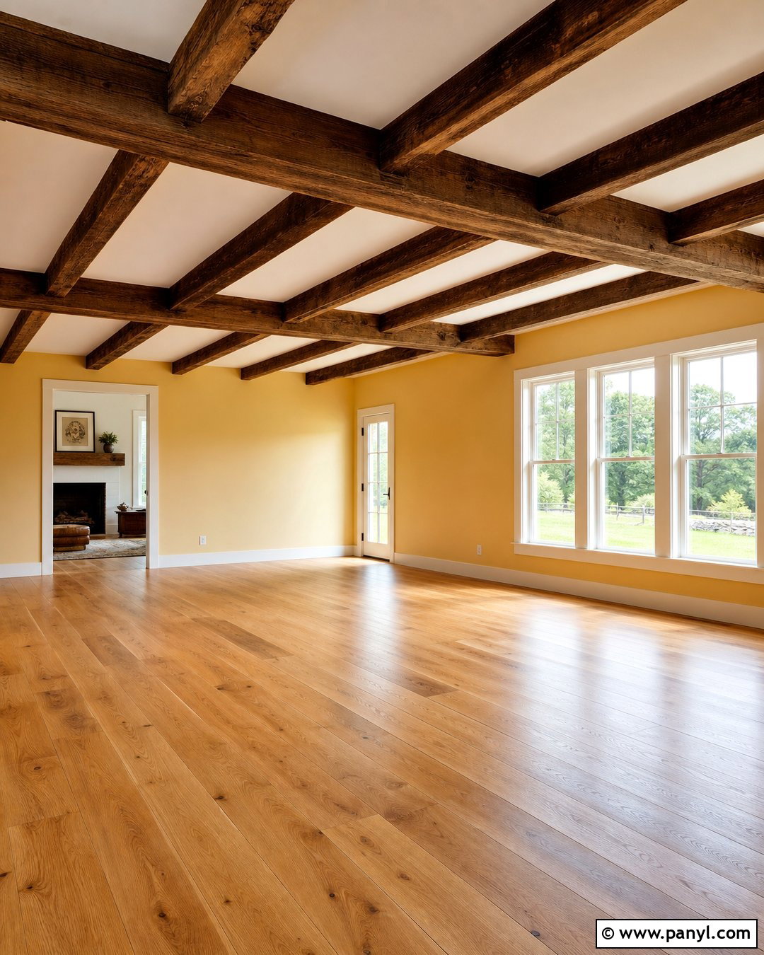 Empty Room With Yellow Walls And Exposed Beams - 20 Empty Room With Yellow Walls