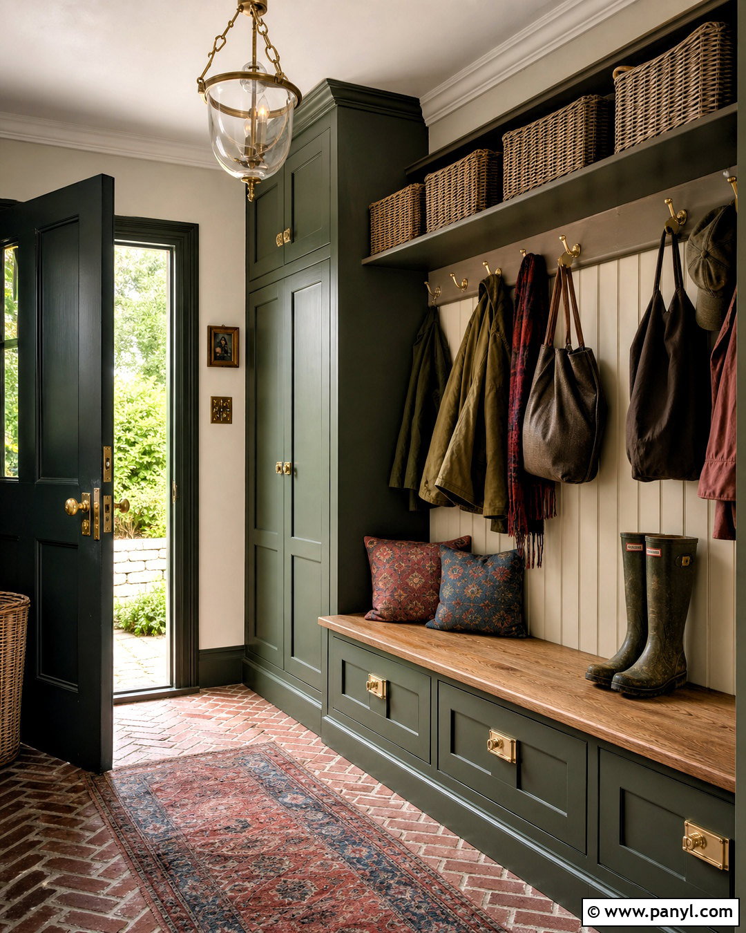 English Country Dark Green Mudroom - 20 dark green mudroom ideas