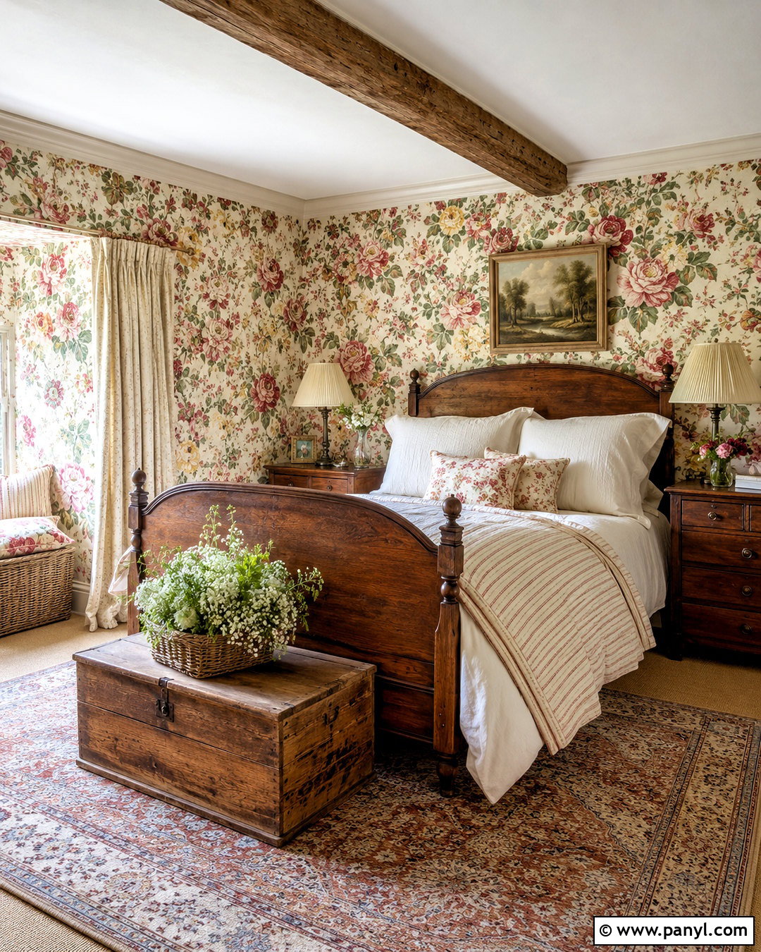 English Rose Wallpaper Bedroom - 20 large floral wallpaper ideas