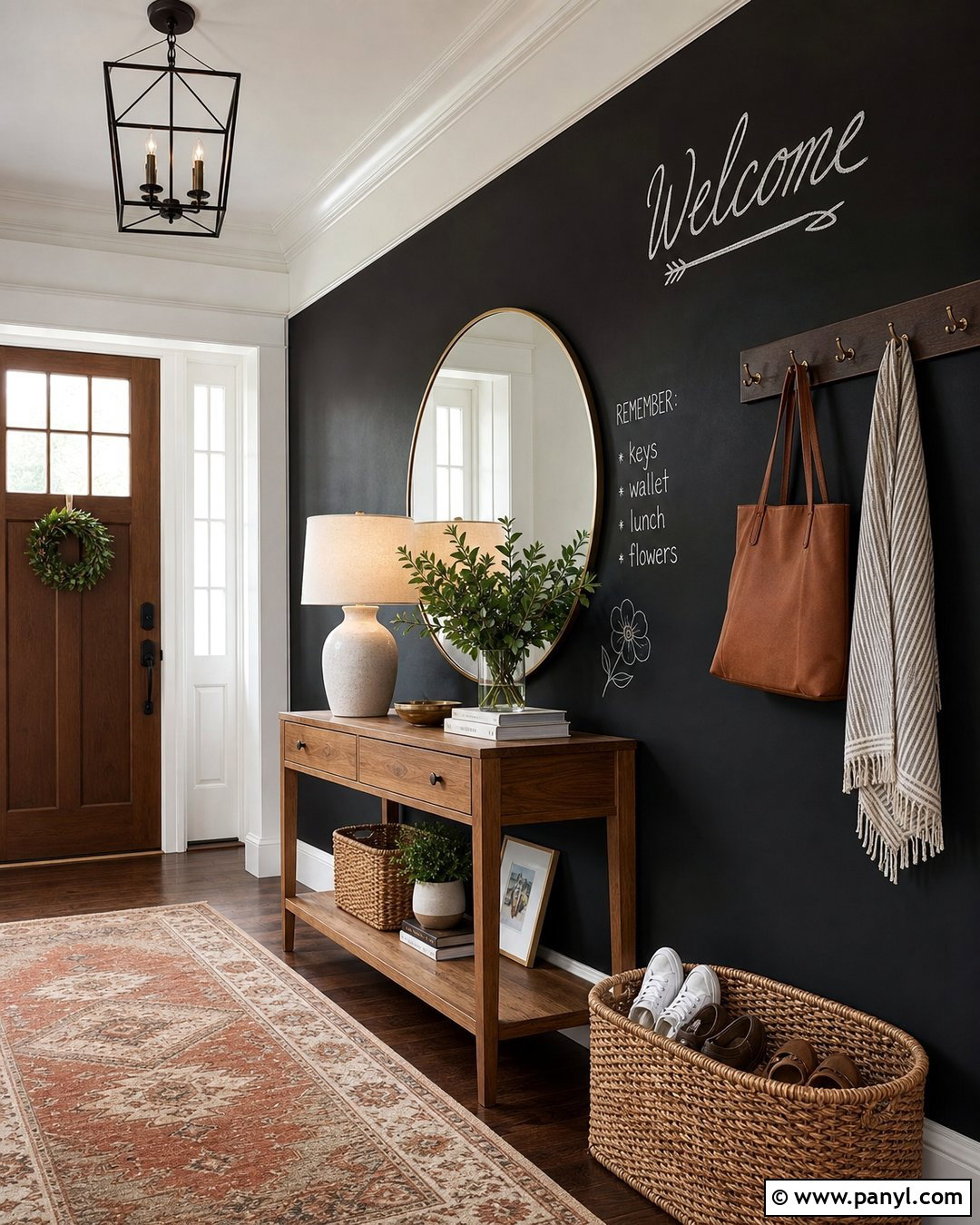 Entryway Chalkboard Wall - 20 Chalkboard Painted Wall Ideas
