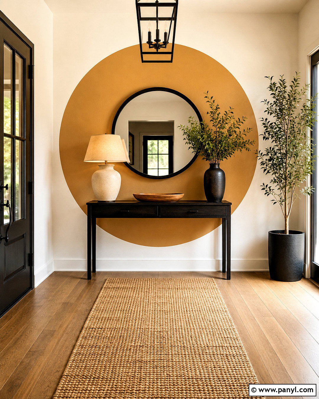 Entryway Circle Geometric Wall Paint - 35 Simple Geometric Wall Paint Ideas