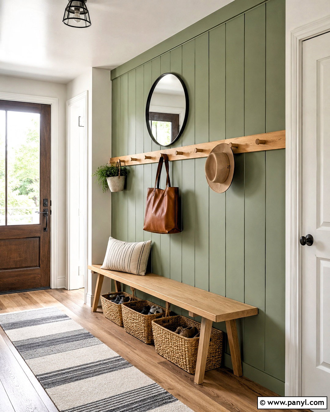 Entryway Peg Rail Wood Accent Wall - 20 diy wood accent wall ideas